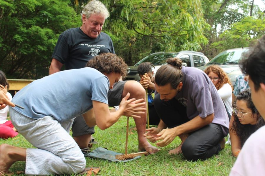Artur, Marcelo and John starting the fire, UNIPAZ